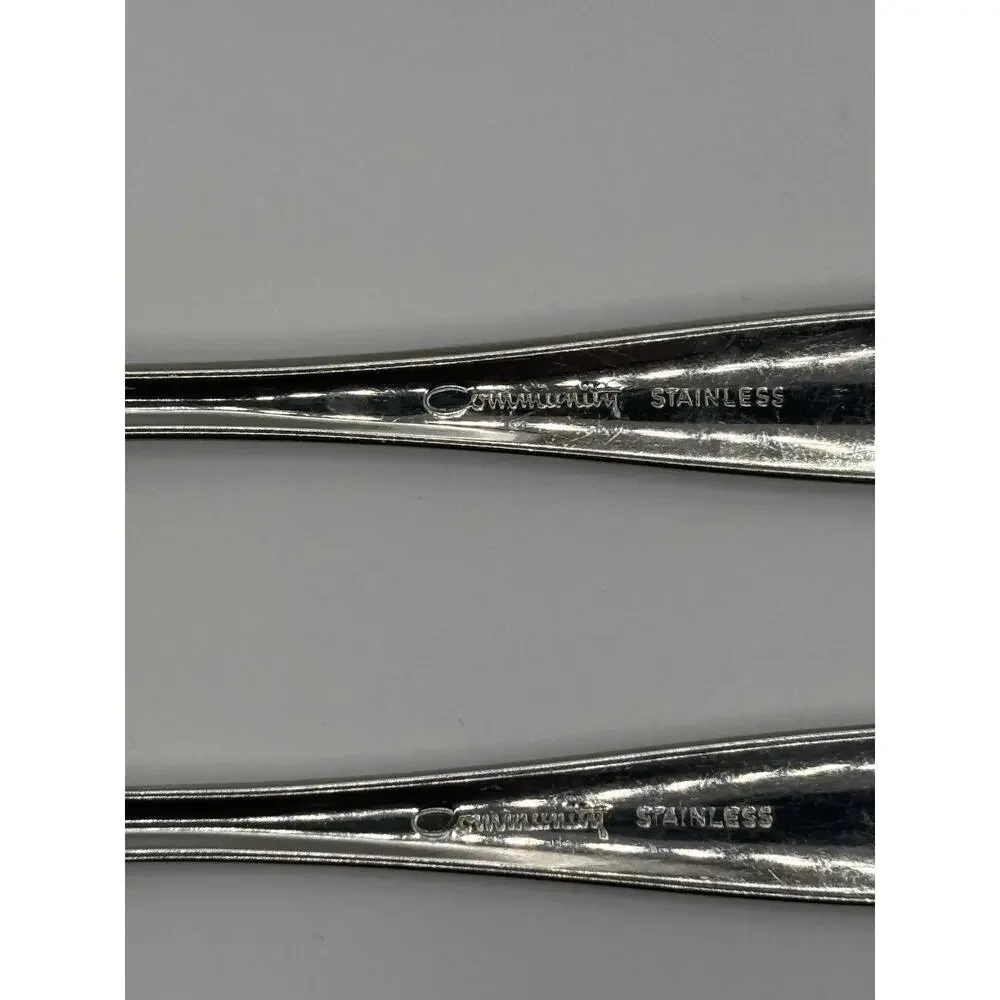 Vintage Oneida Community Stainless Wyndham Serving Fork Pierced Spoon Set